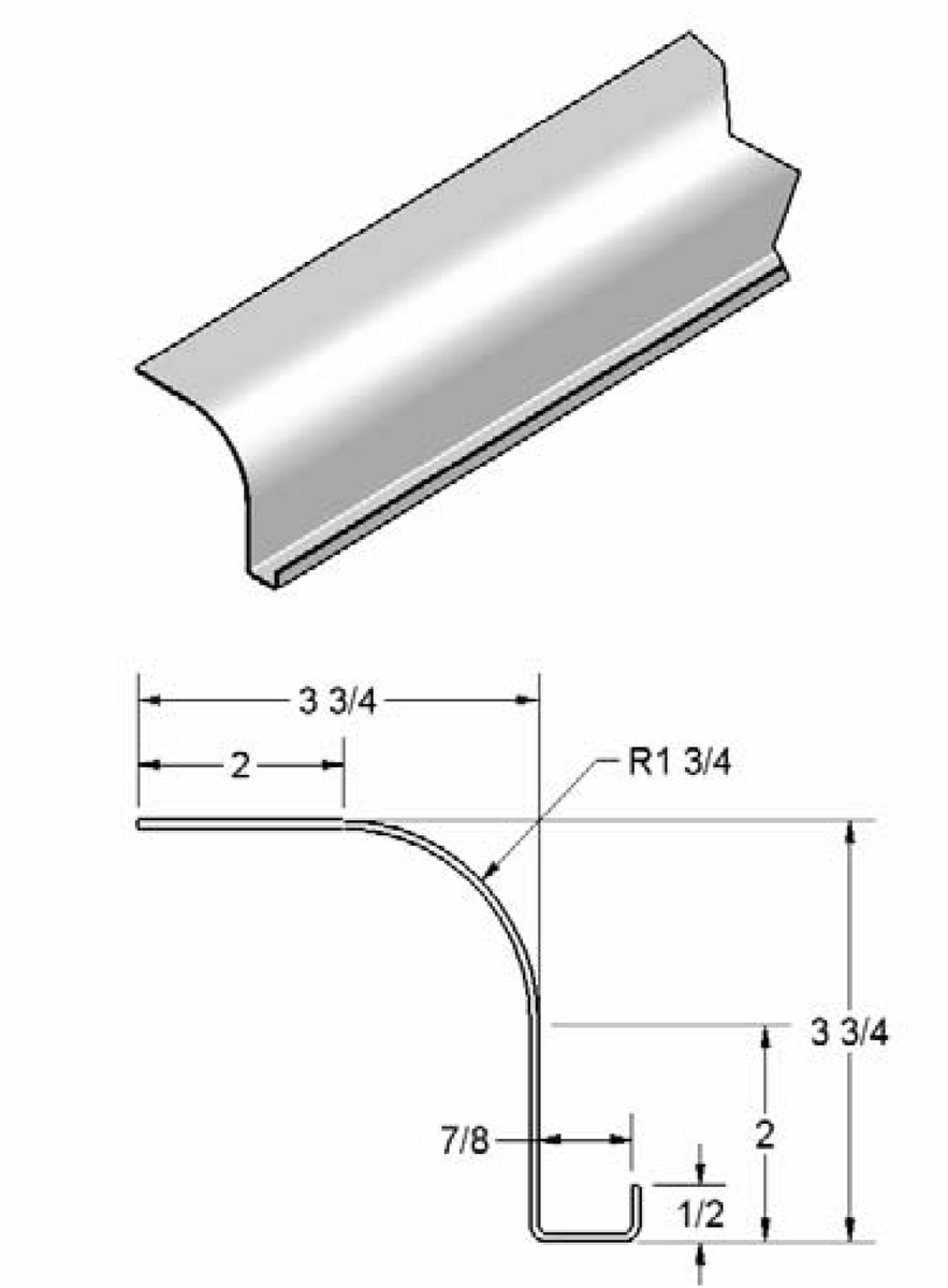 1 3/4" Radius Roof Cove w/drip rail Kampco Steel Products