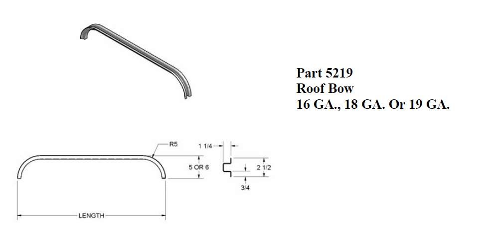 5219 Hat Section Roof Bow