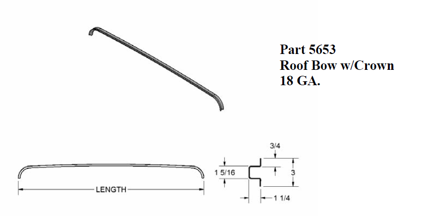 Hat Section Roof Bow w/ Crown