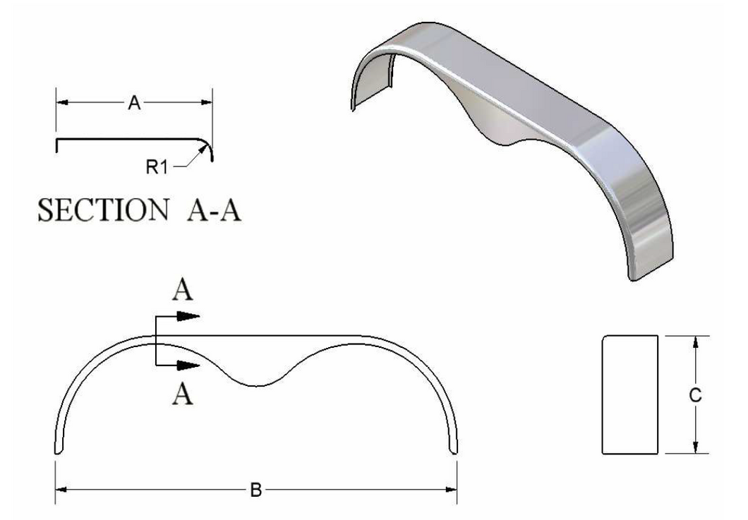Tandem Single Radius Fender with Teardrop - 6000 Series