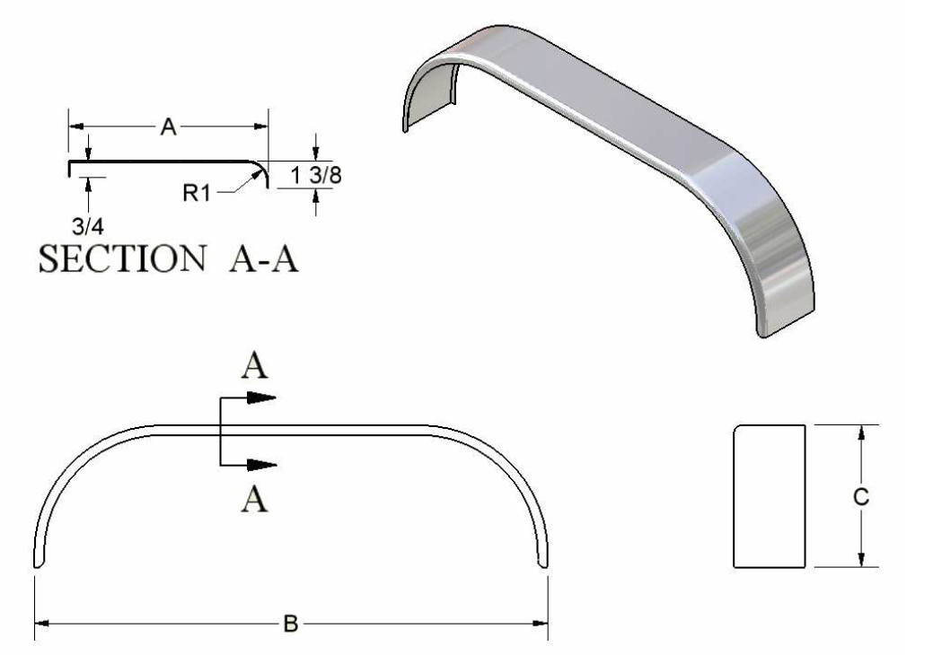 Tandem Single Radius Fender - 6200 Series
